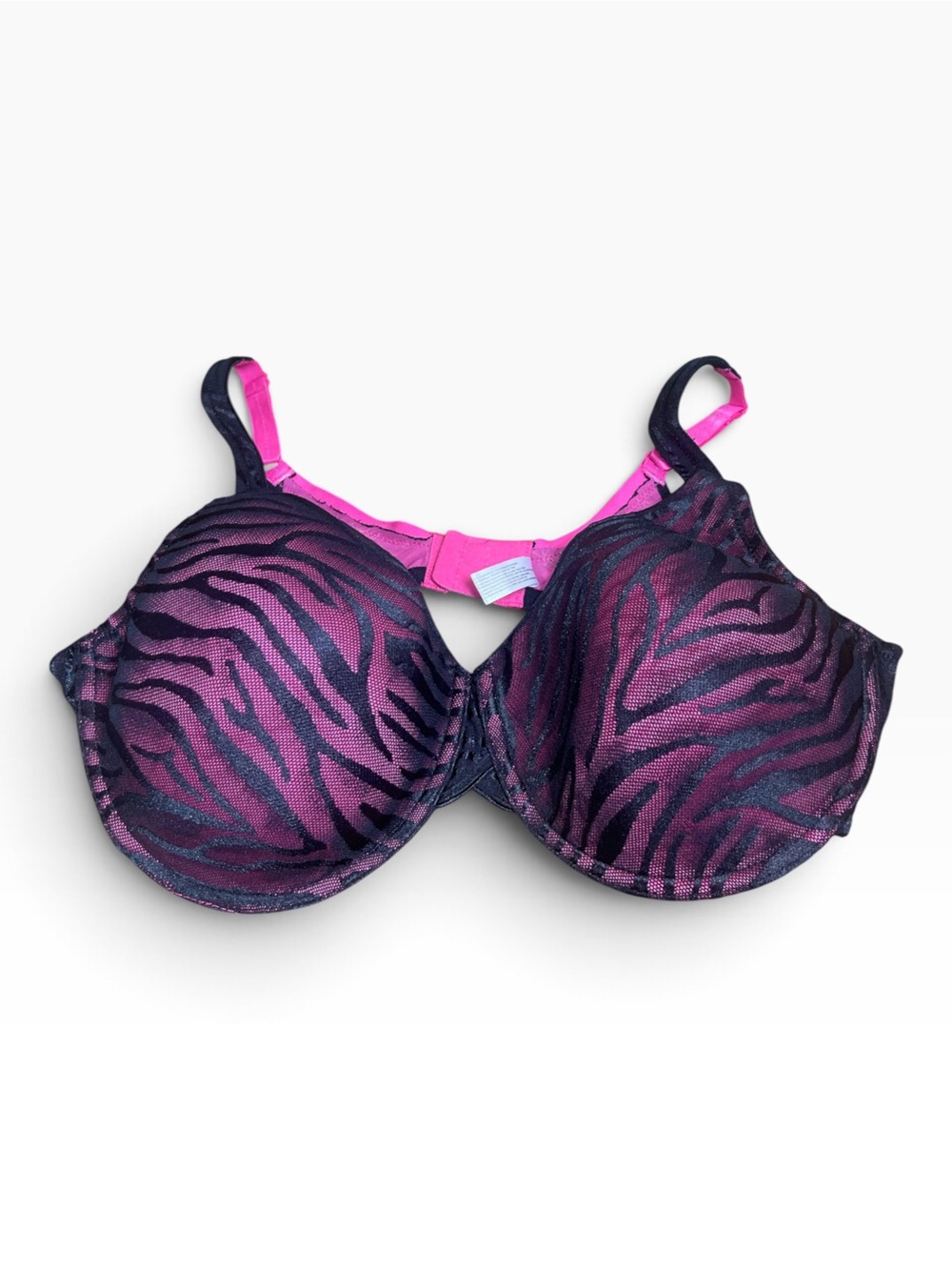 HYP Pink & Black Zebra Print Mesh Overlay Underwire Bra Full Coverage